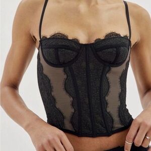 Urban Outfitters Black Sheer Lace Bustier